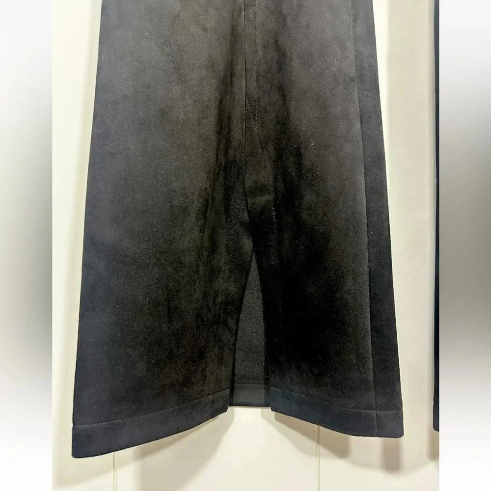 NWT FREE PEOPLE CURVY Real Deal Faux Suede Flare Black Pants Size 29 Open Leg - Picture 6 of 15